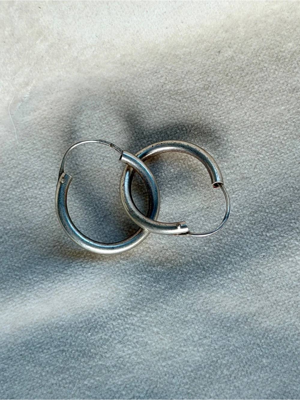 Solid 925 Sterling Silver Hoop Earrings - Picture 2 of 5